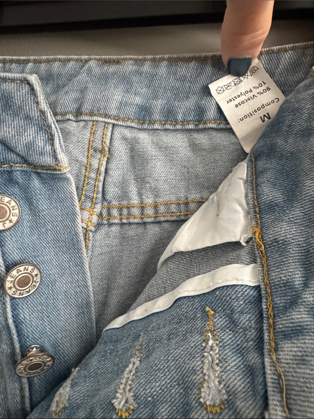 Light Wash High Rise Button-Fly Jeans - Picture 4 of 7